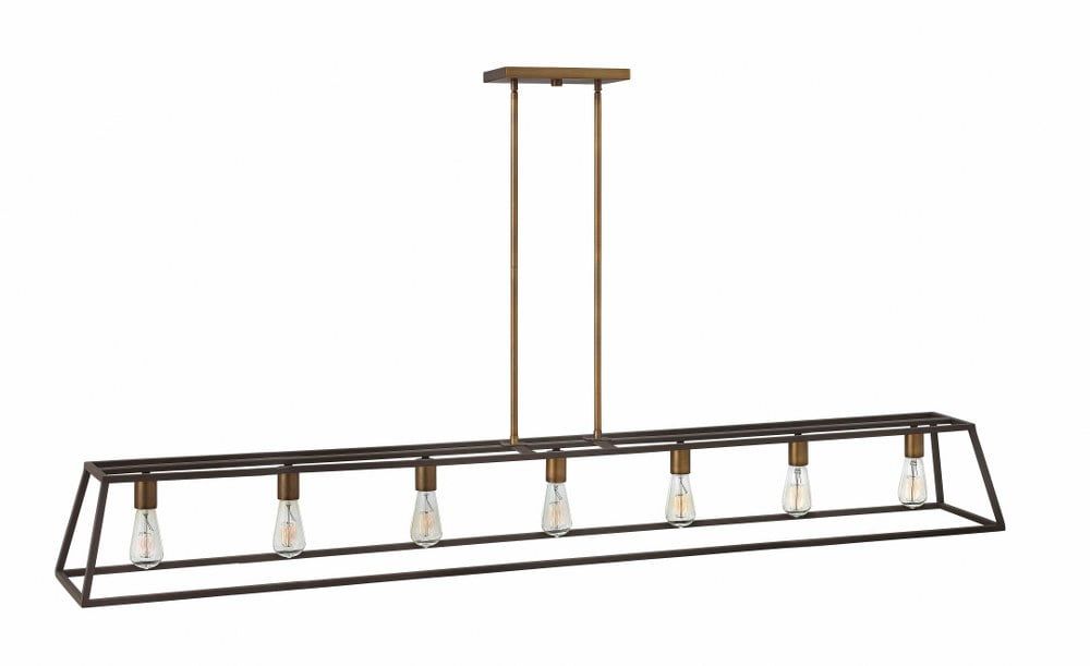 Bronze 65" Industrial Cage Linear Chandelier