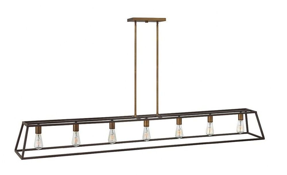 Bronze 65" Industrial Cage Linear Chandelier