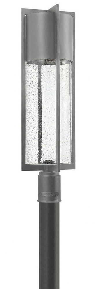 Sleek Hematite Aluminum Outdoor Post Light with Clear Seedy Glass