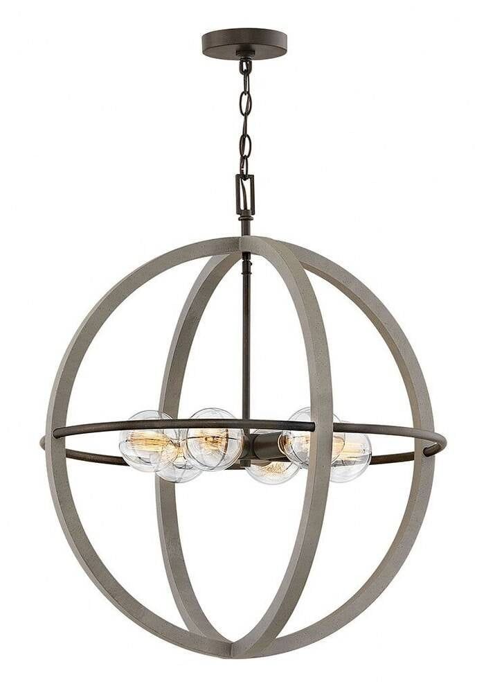 Bodie Industrial Farmhouse 6-Light Dark Cement and Bronze Globe Chandelier