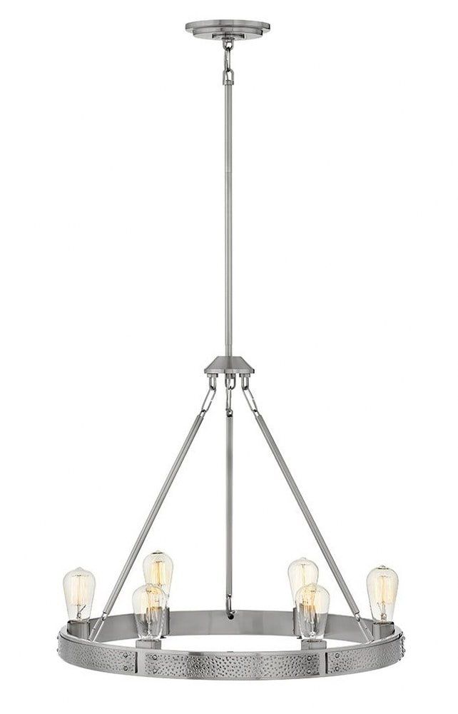 Brushed Nickel 6-Light Modern Rustic Chandelier