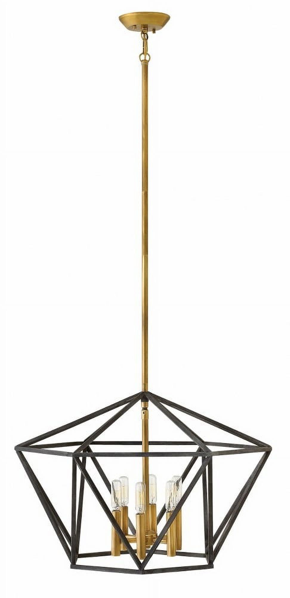 Aged Zinc Brass Cage 6-Light Chandelier