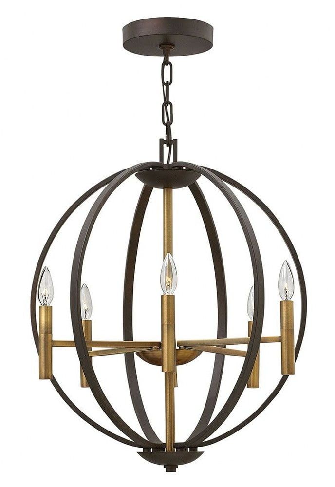 Euclid 6-Light Spanish Bronze Orb Chandelier with Candelabra Bulbs