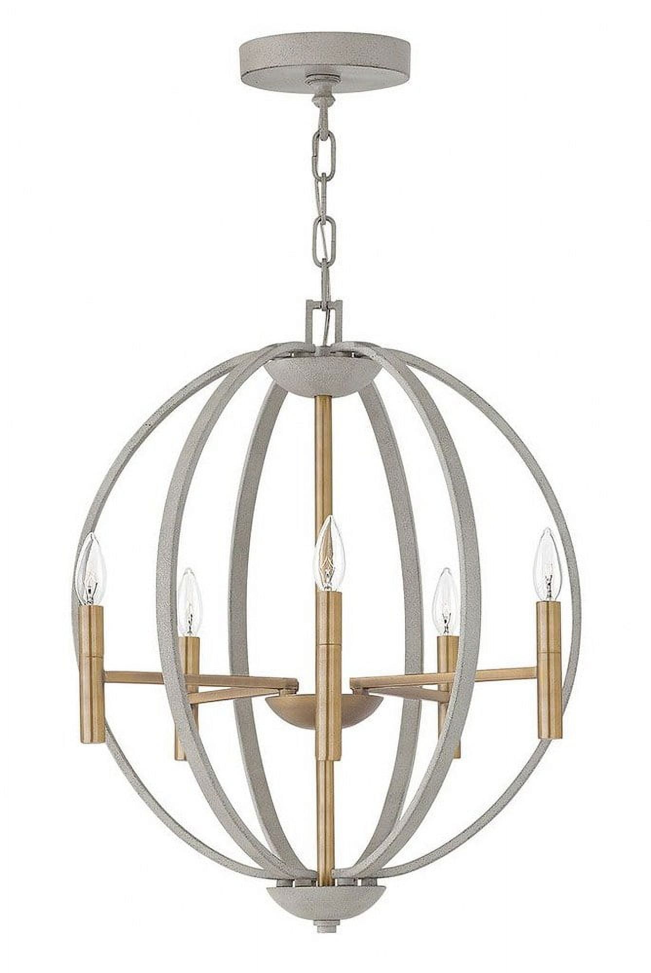 Euclid 6-Light Transitional-Modern Brass and Cement Gray Chandelier