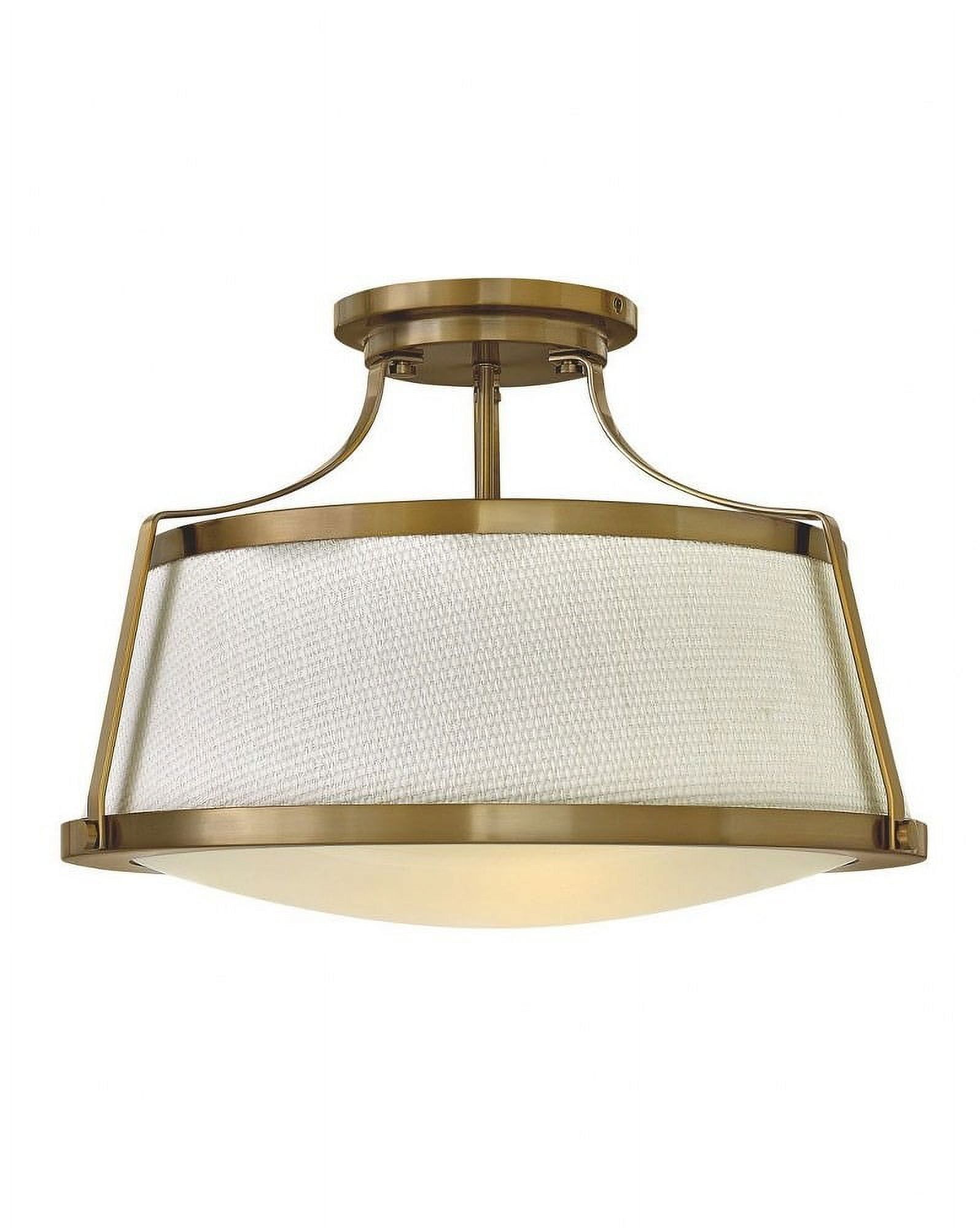 Charlotte Brushed Caramel 20" Etched Opal Glass Semi-Flush Ceiling Light