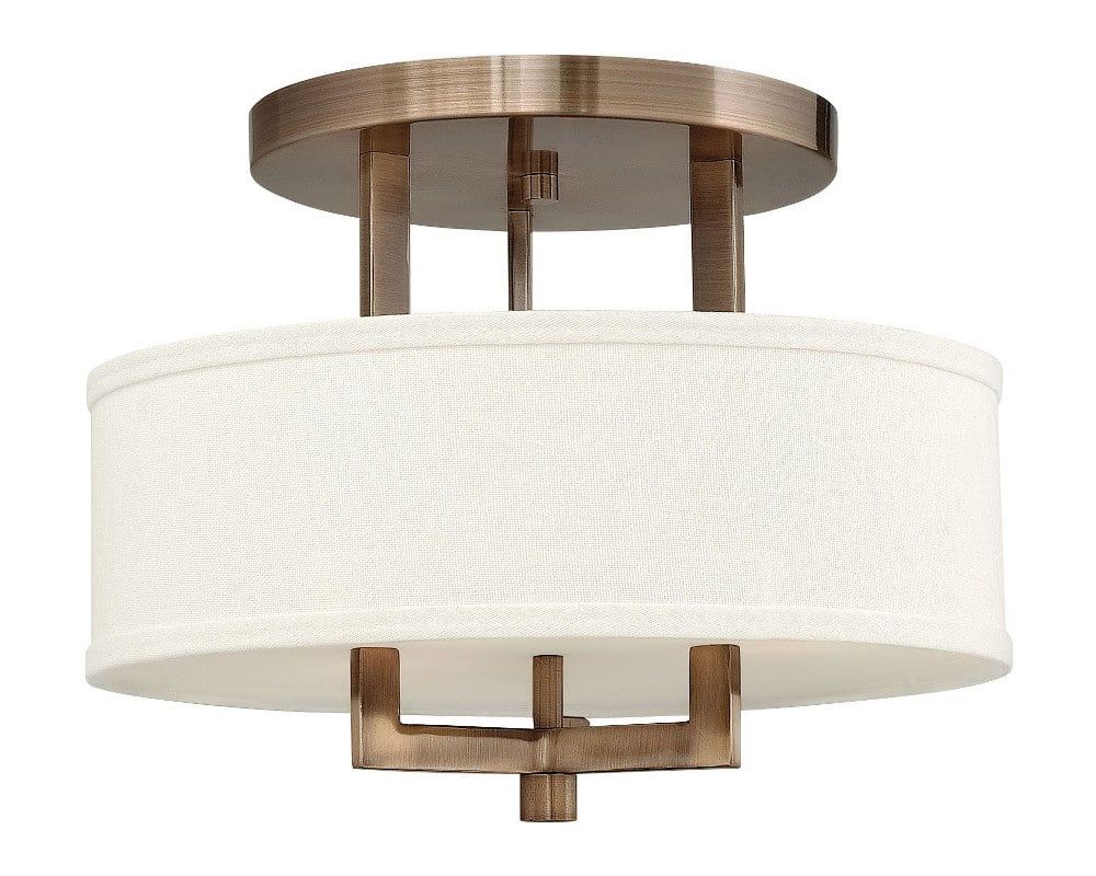 Hampton 3-Light Transitional Semi-Flush Mount in Brushed Bronze