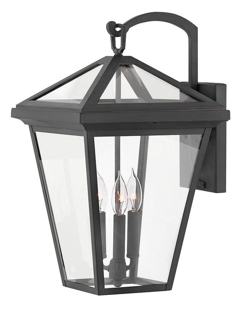 Museum Black Aluminum 3-Light Outdoor Wall Sconce with Clear Glass