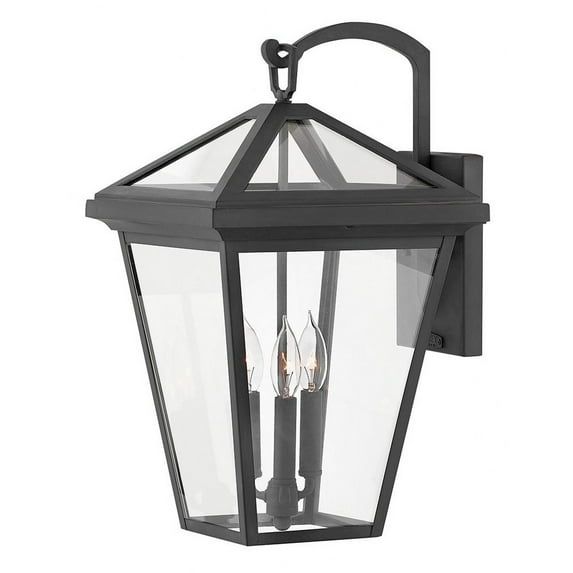 Museum Black Aluminum 3-Light Outdoor Wall Sconce with Clear Glass