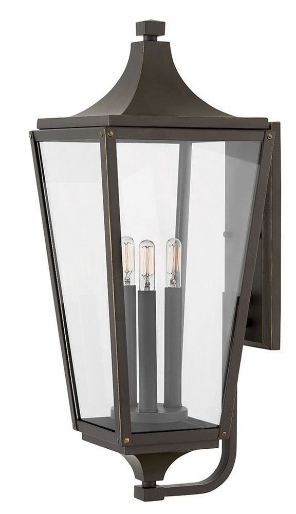 Elegant Jaymes 3-Light Outdoor Wall Lantern in Oil Rubbed Bronze