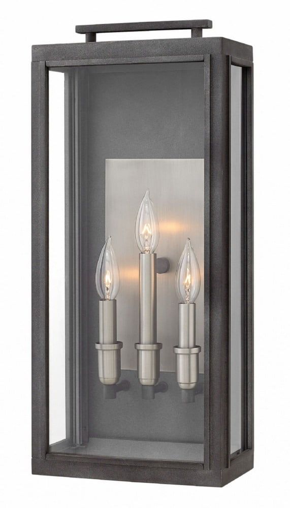 Sutcliffe Aged Zinc 3-Light Outdoor Wall Lantern with Clear Glass