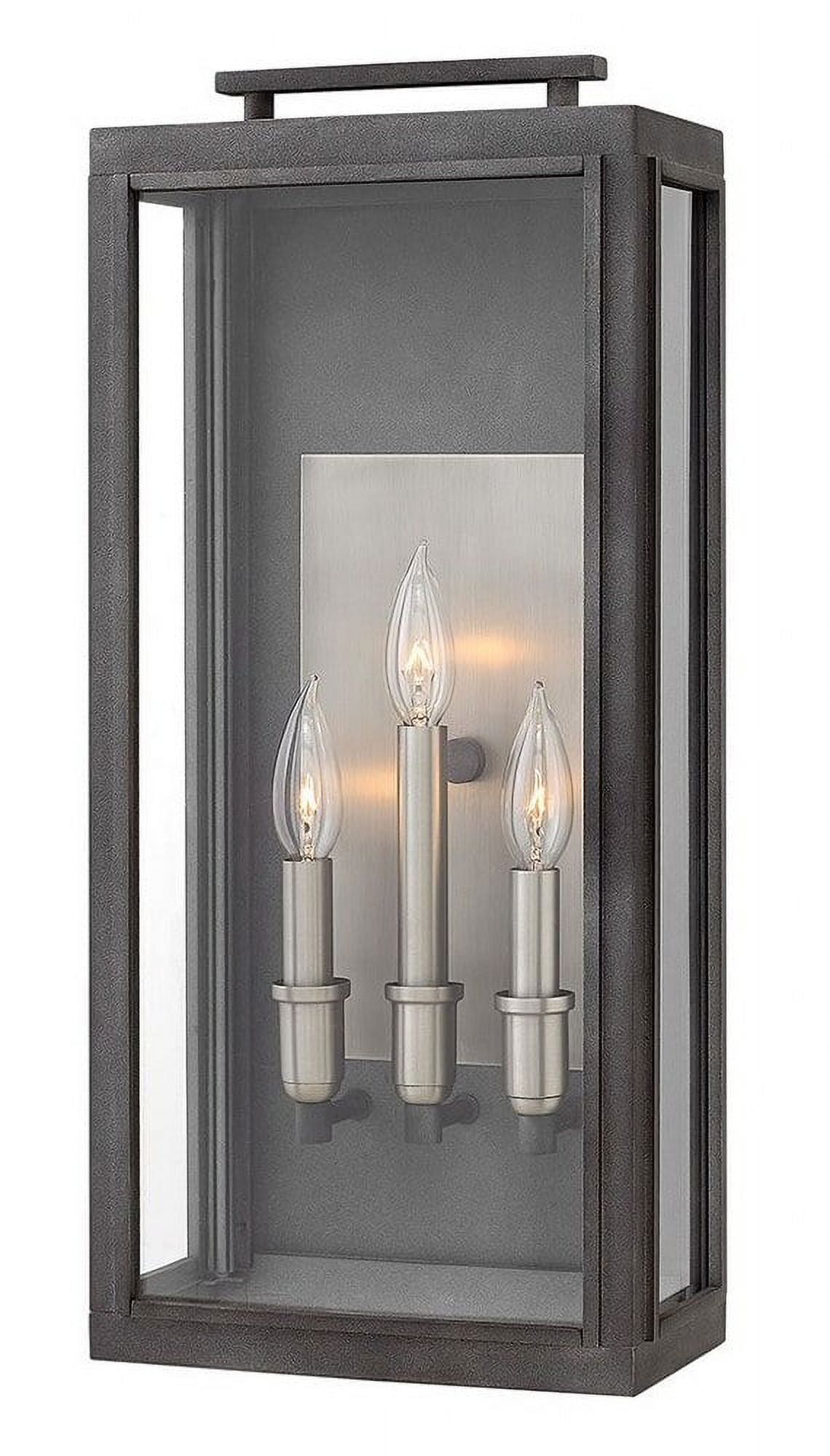 Sutcliffe Aged Zinc 3-Light Outdoor Wall Lantern with Clear Glass