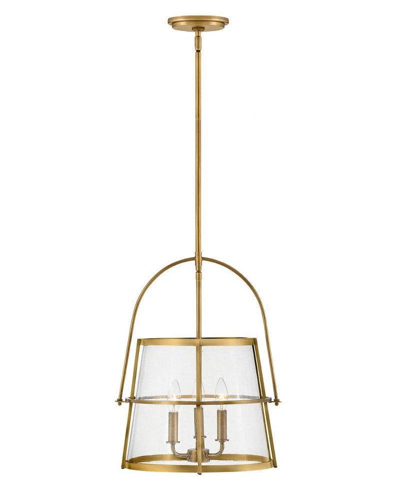 Heritage Brass 3-Light LED Pendant with Clear Seedy Glass Drum