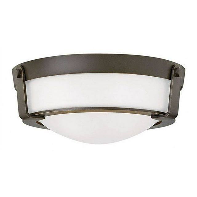 Olde Bronze and Etched Glass 2-Light Flush Mount