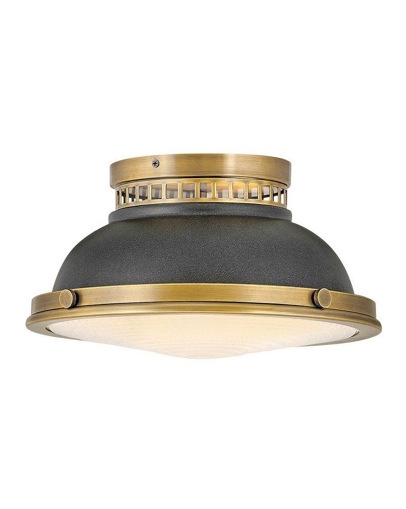 Heritage Brass and Aged Zinc 2-Light Flush Mount Ceiling Fixture