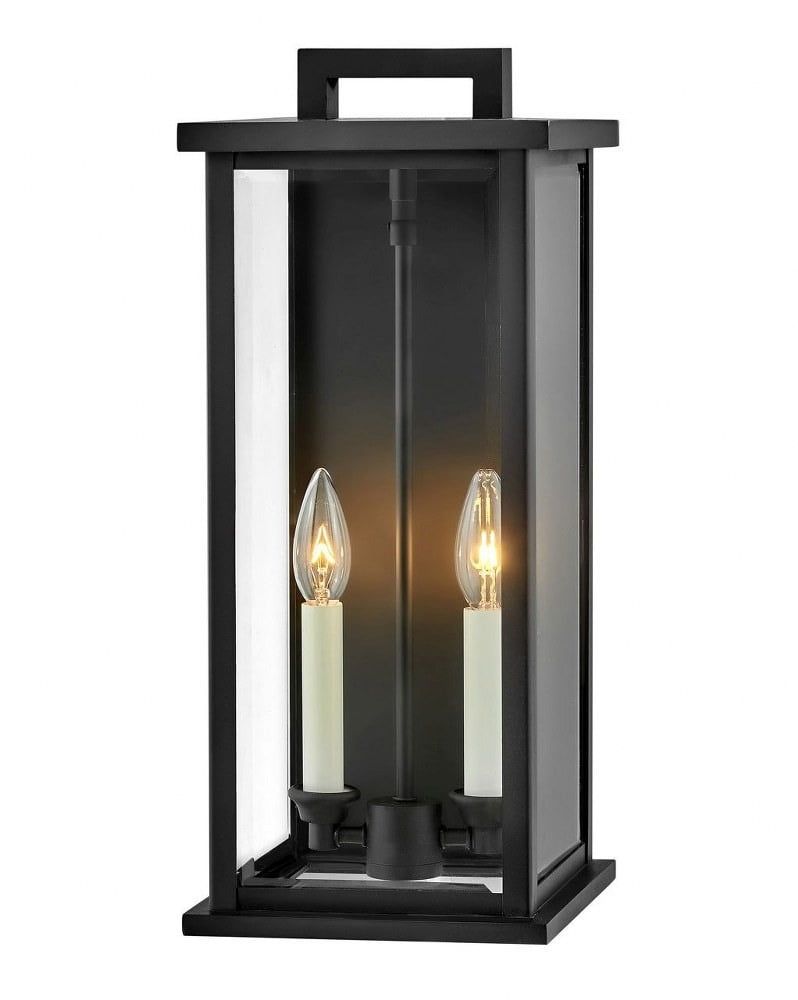 Weymouth Contemporary Black Outdoor Wall Mount with Clear Beveled Glass