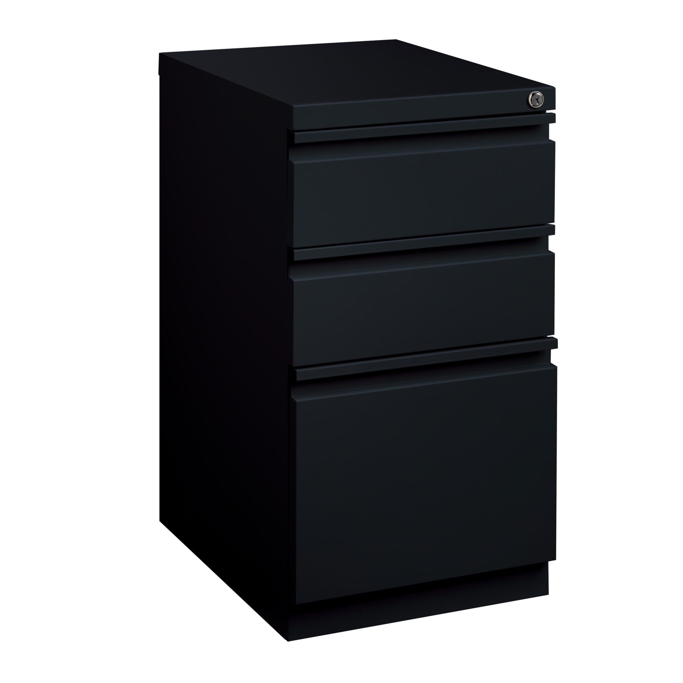 Black 3-Drawer Lockable Mobile Steel File Cabinet