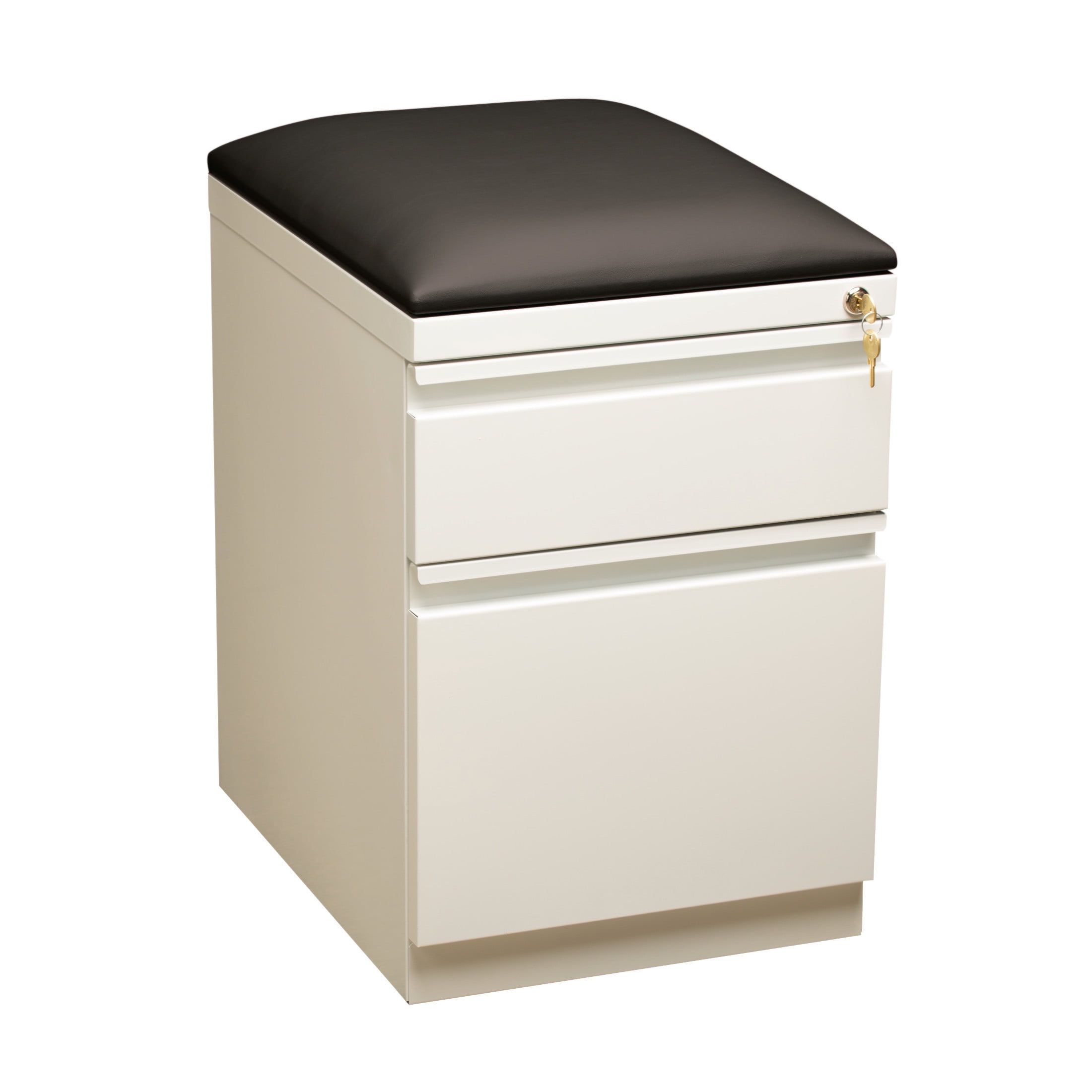 White Mobile 2-Drawer Lockable File Cabinet