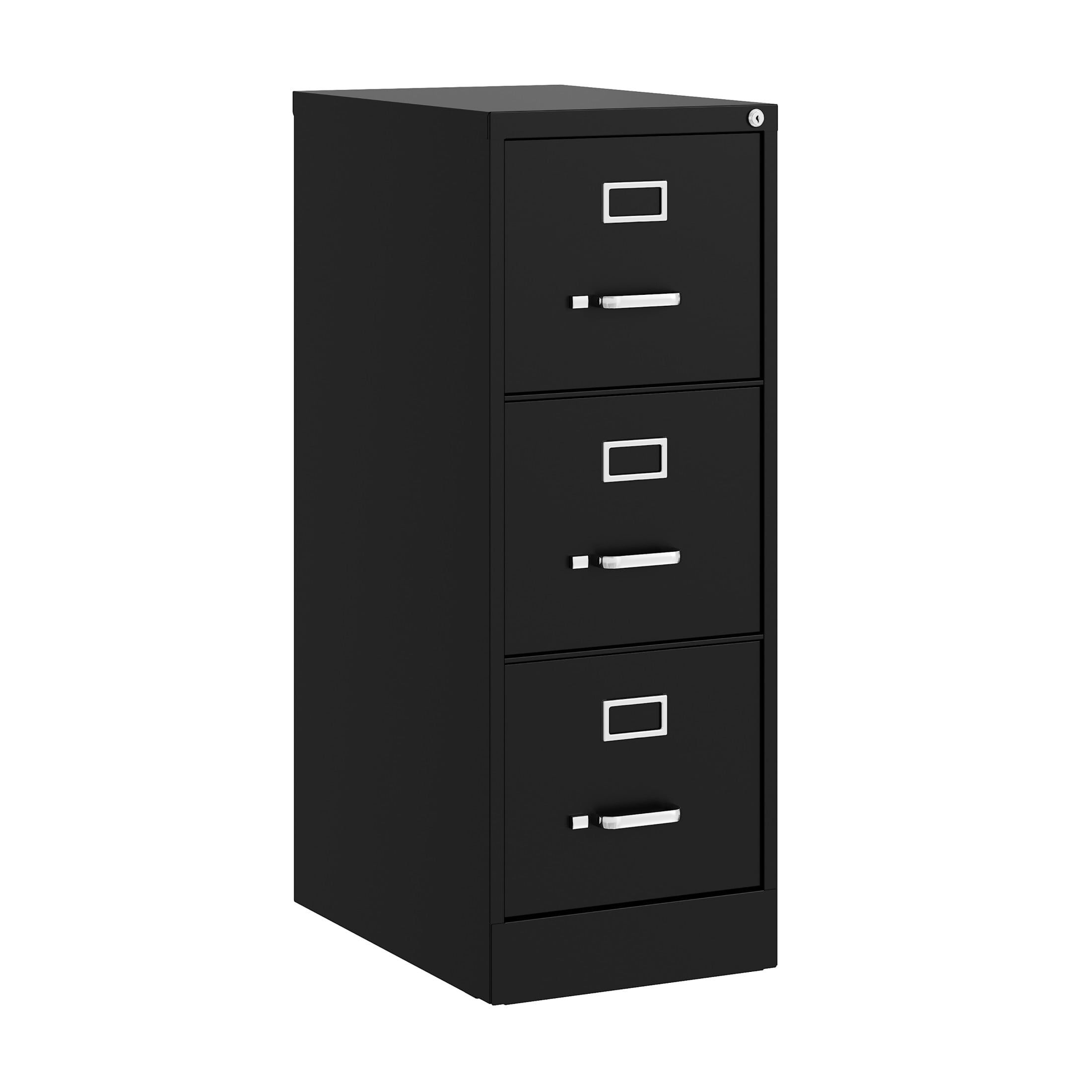 Black Steel 3-Drawer Lockable Vertical File Cabinet