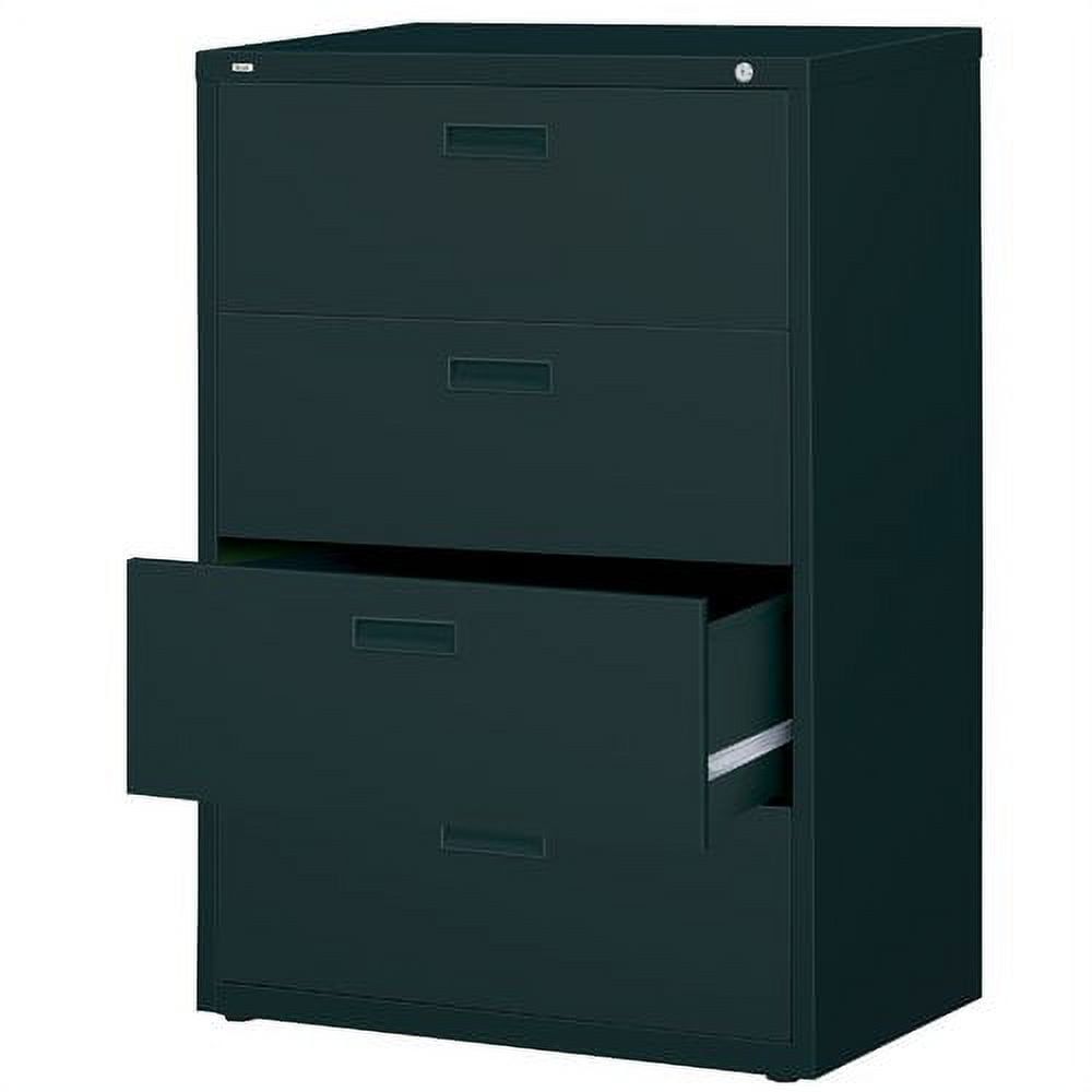 Black 4-Drawer Lockable Steel Lateral File Cabinet