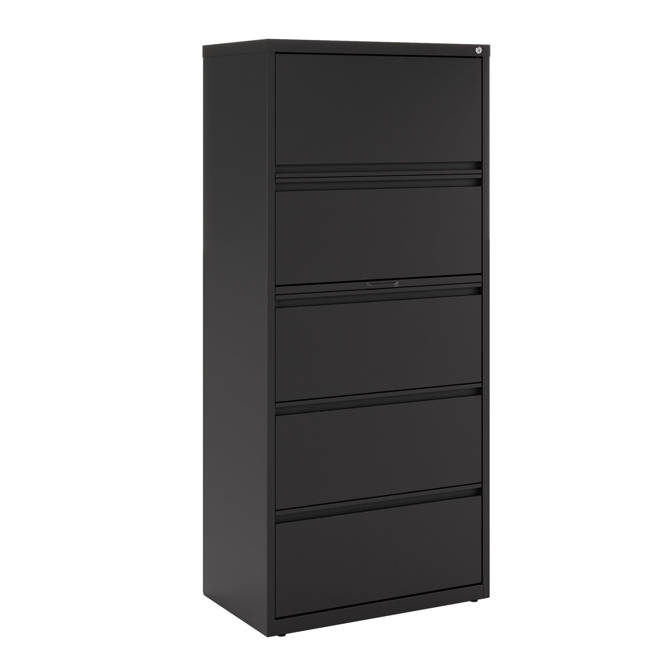 Black Mobile 5-Drawer Lockable Lateral File Cabinet