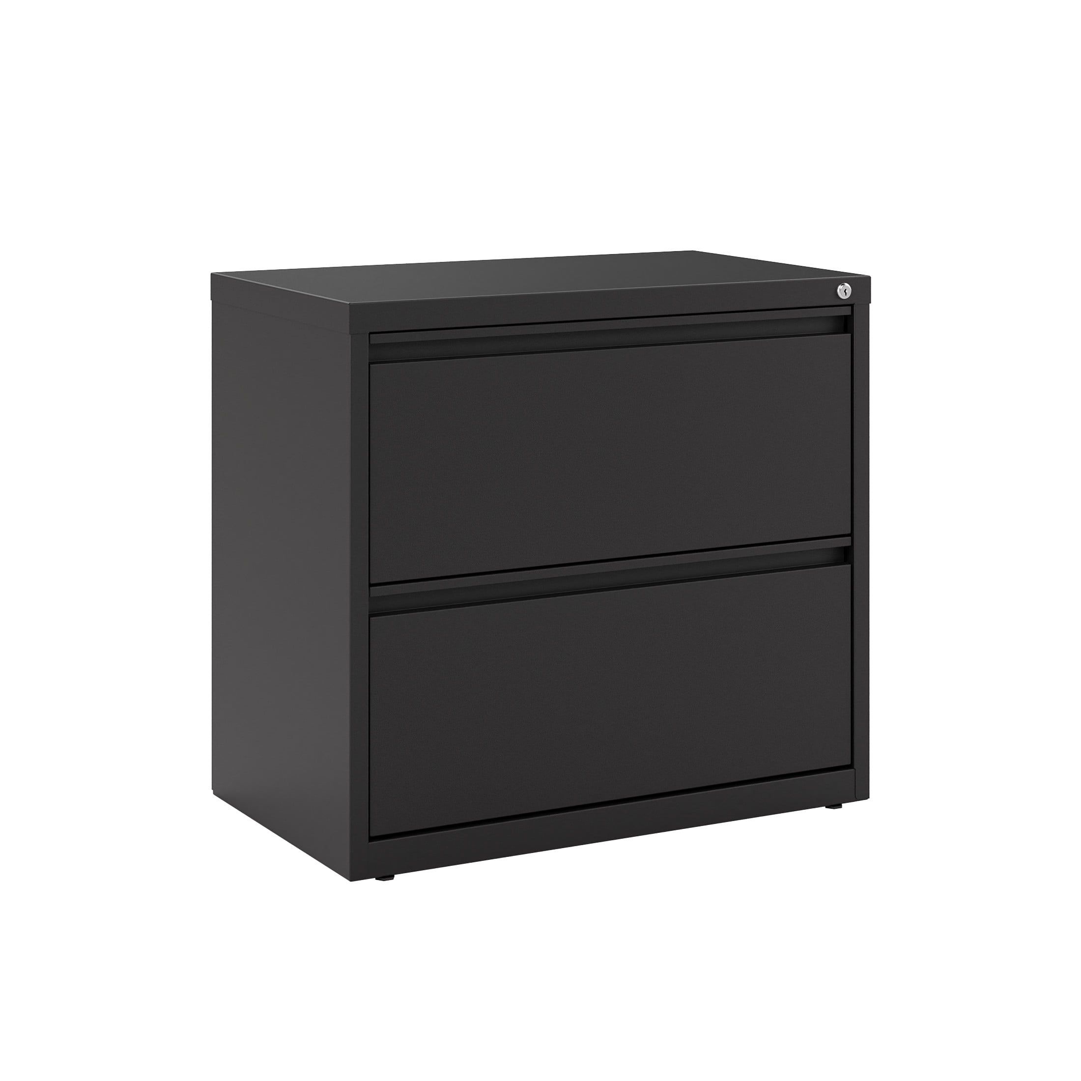 Black 30-Inch Metal 2-Drawer Lockable Lateral File Cabinet