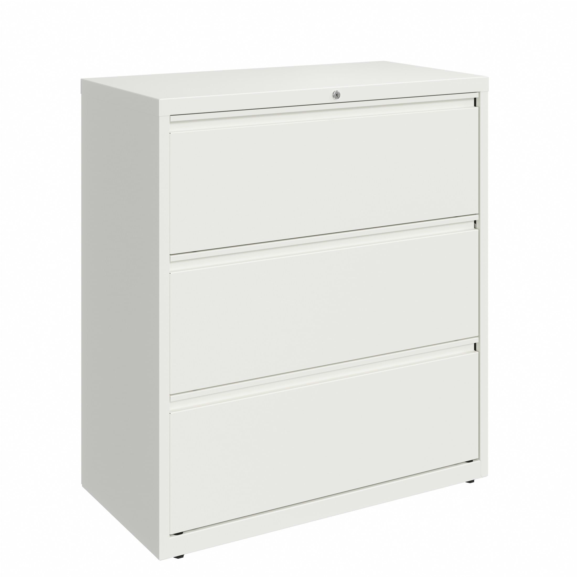 White Steel 36" 3-Drawer Lockable Lateral Filing Cabinet