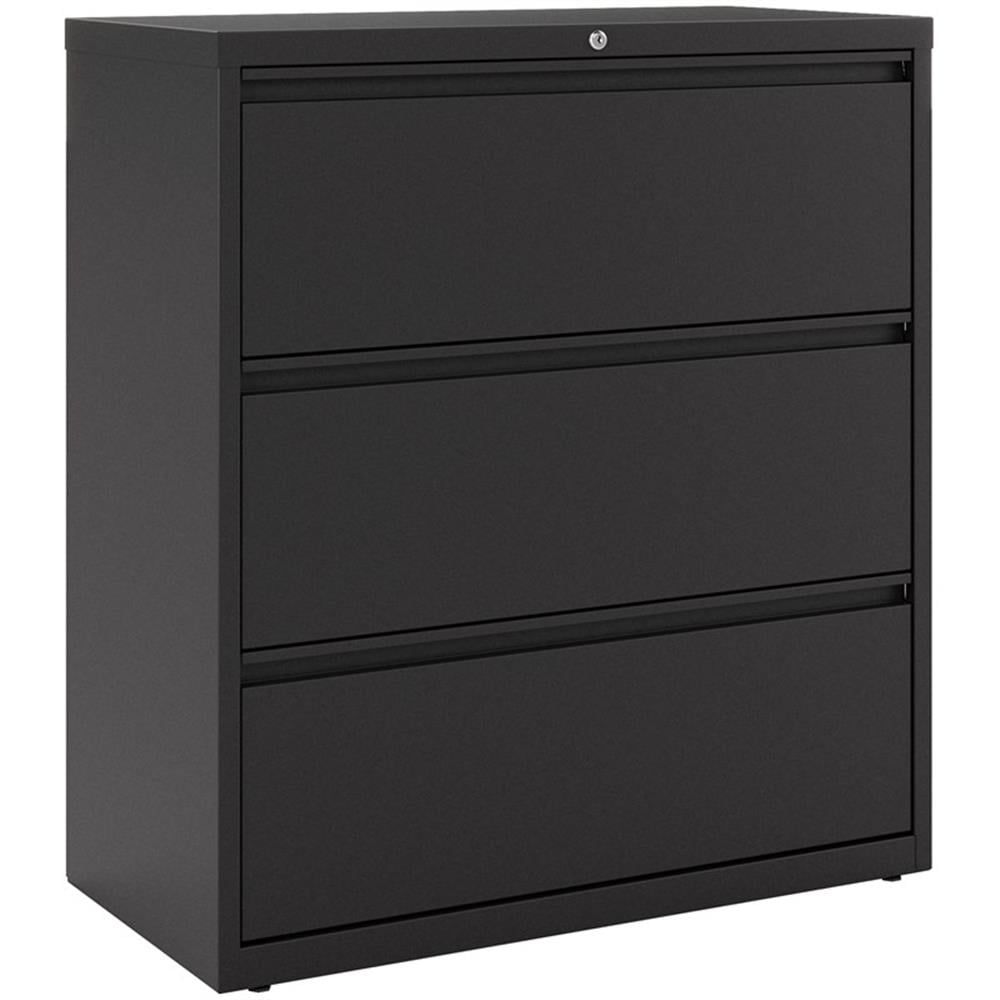 Black Matte 36" Wide 3 Drawer Lockable Metal Lateral Filing Cabinet