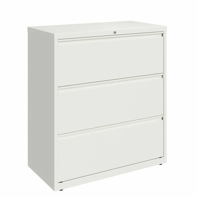 White Steel 36" 3-Drawer Lockable Lateral Filing Cabinet