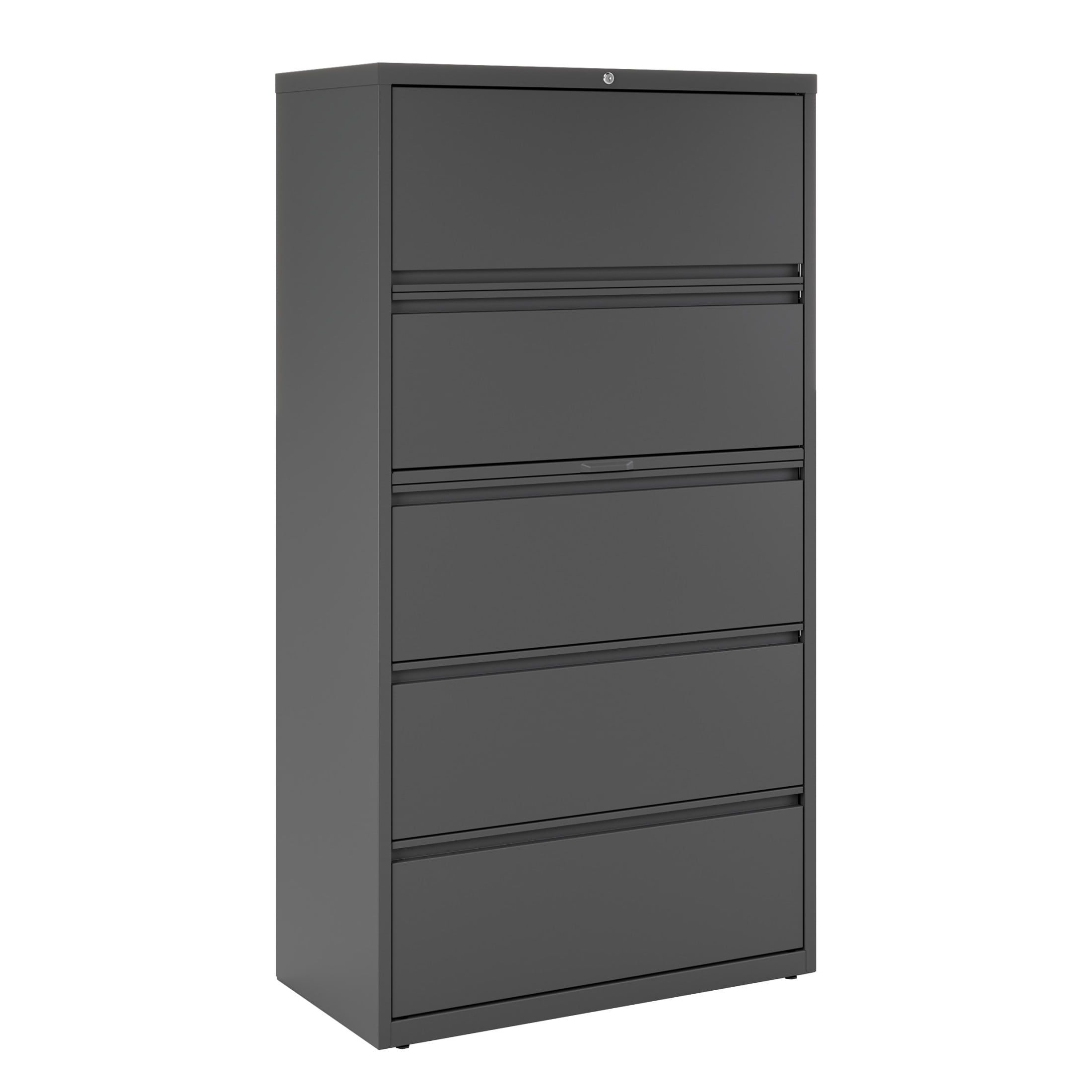 Charcoal 36" Wide 5 Drawer Lockable Lateral File Cabinet