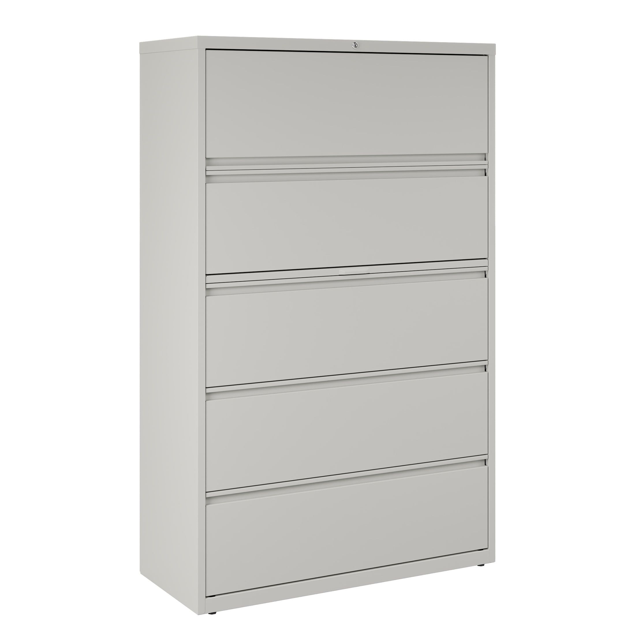 Gray 42-Inch Steel 5-Drawer Lockable Lateral File Cabinet