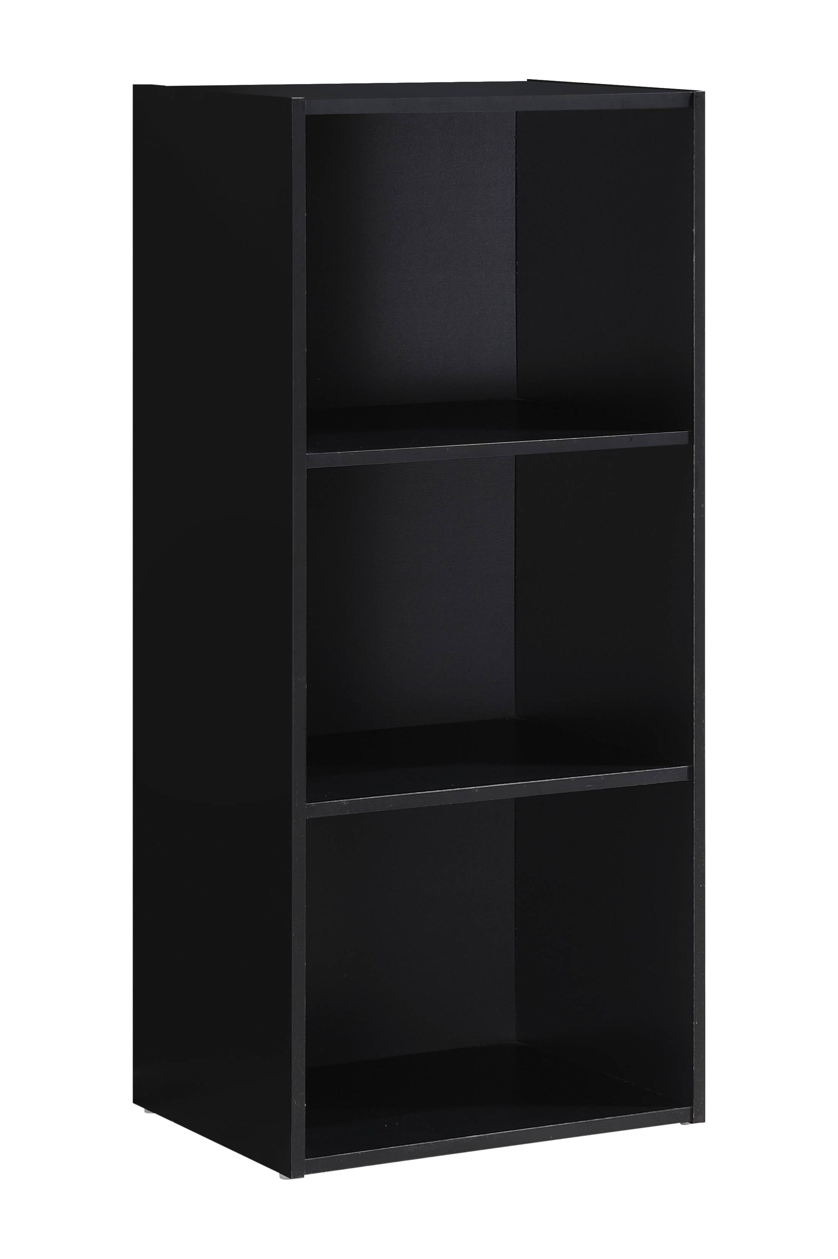 Kids' Playroom Black Bookcase with Cubes and Doors