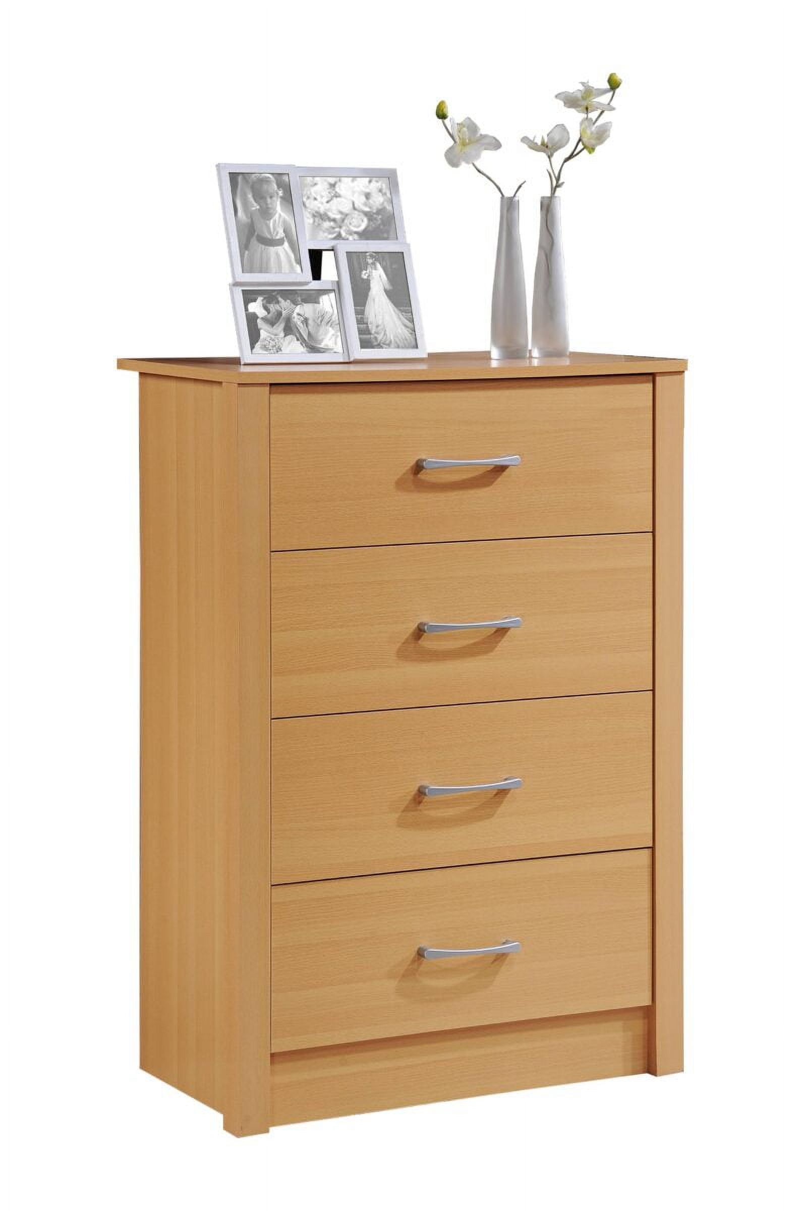 Sleek Beech 4-Drawer Chest with Soft Close and Roller Support