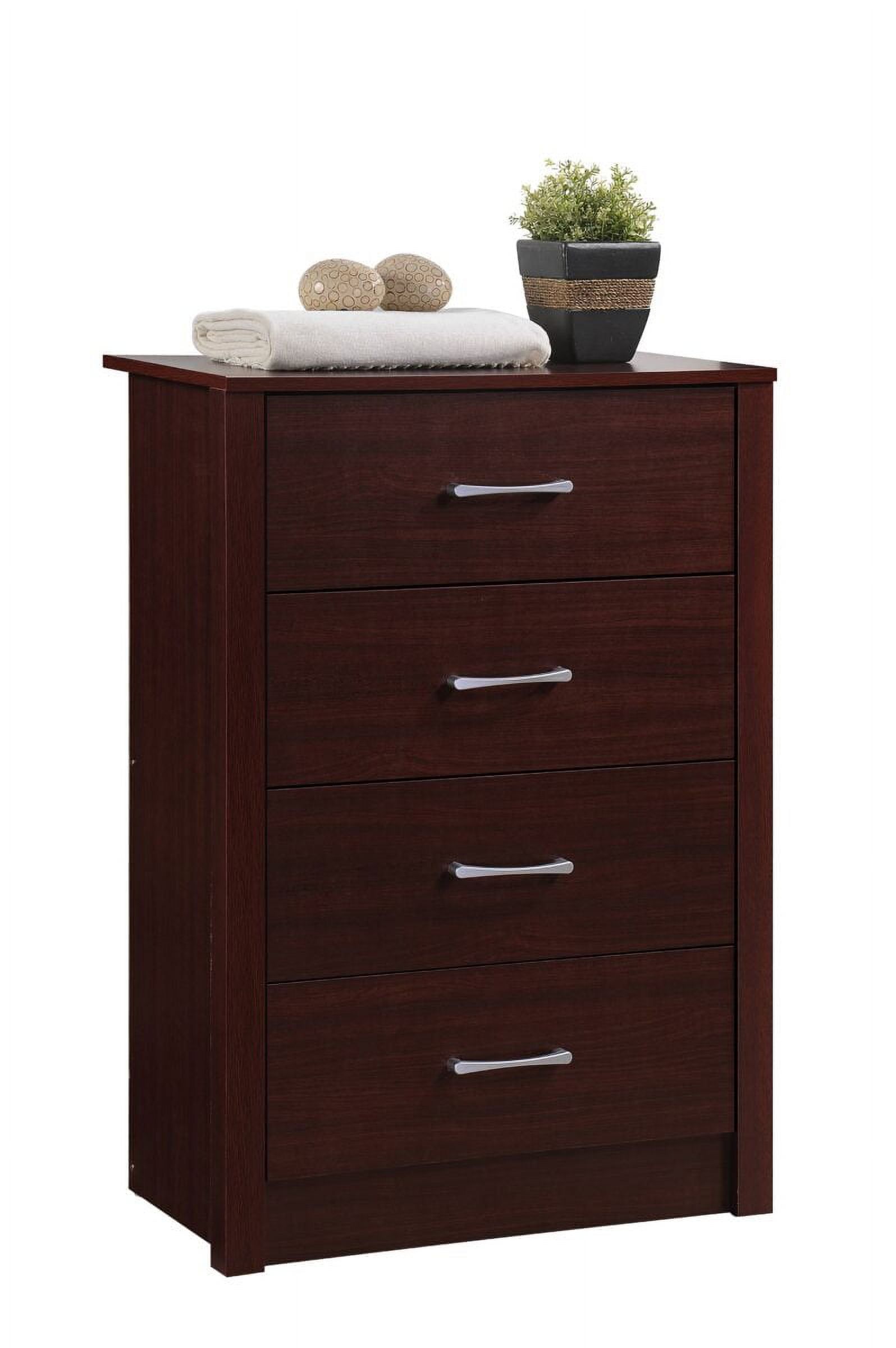 Sleek Mahogany 4-Drawer Chest with Soft Close and Roller Support