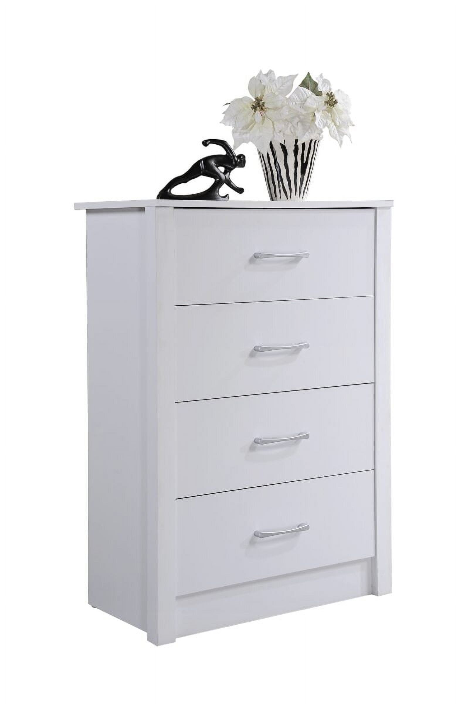 Sleek White 4-Drawer Chest with Soft Close and Roller System