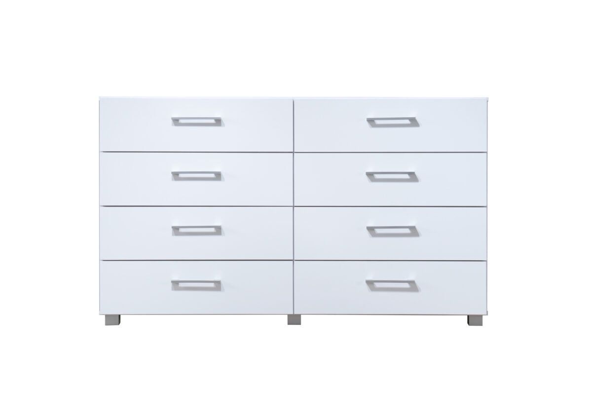 White Engineered Wood 8-Drawer Horizontal Dresser