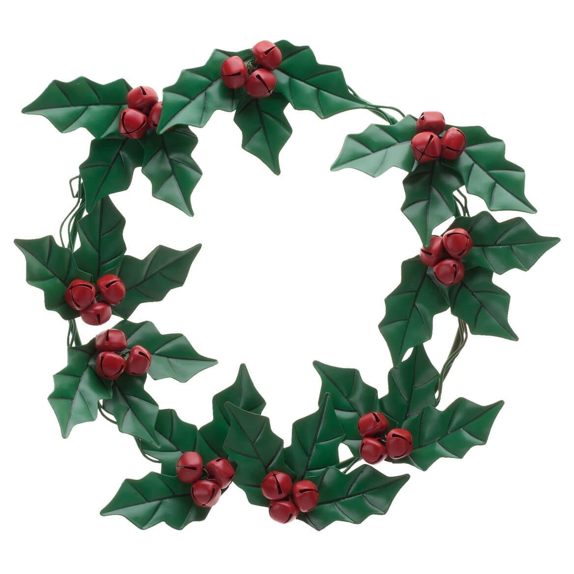 14'' Green and Red Metal Holly and Berries Christmas Wreath