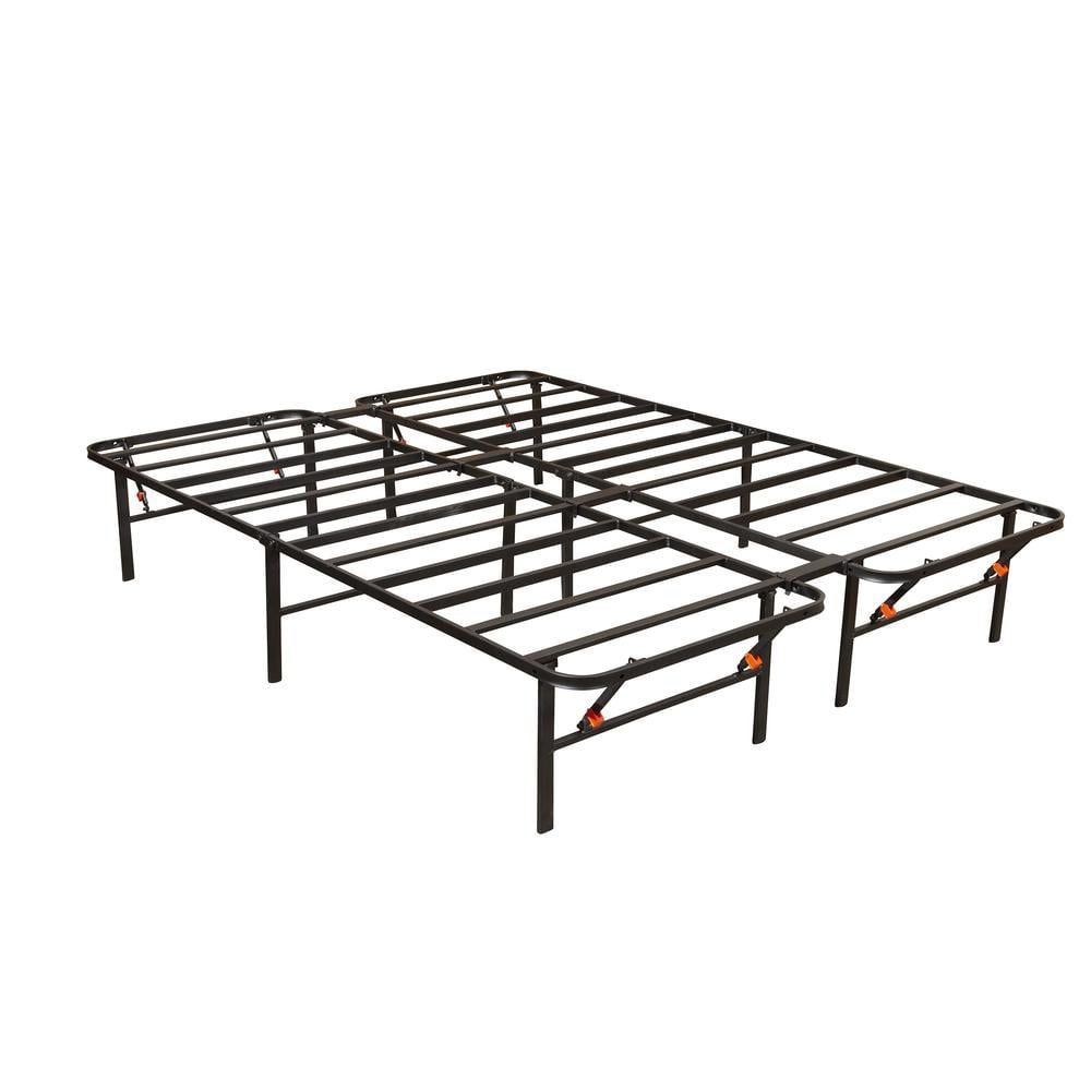 King Black Metal Platform Bed Frame with Storage