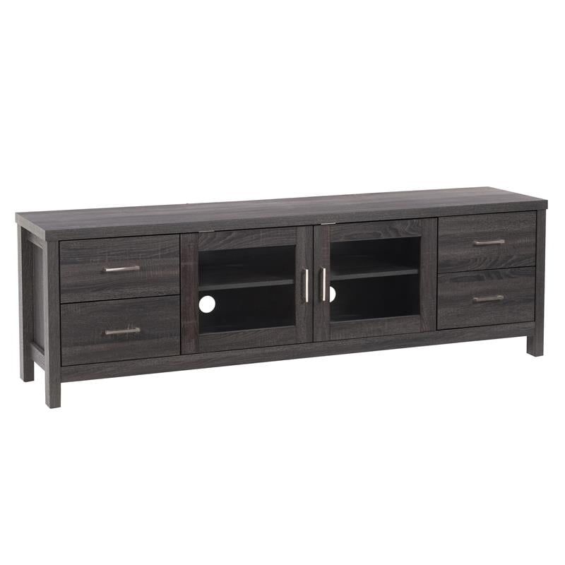 Hollywood Dark Gray Engineered Wood TV Cabinet with Doors for TVs up to 85"