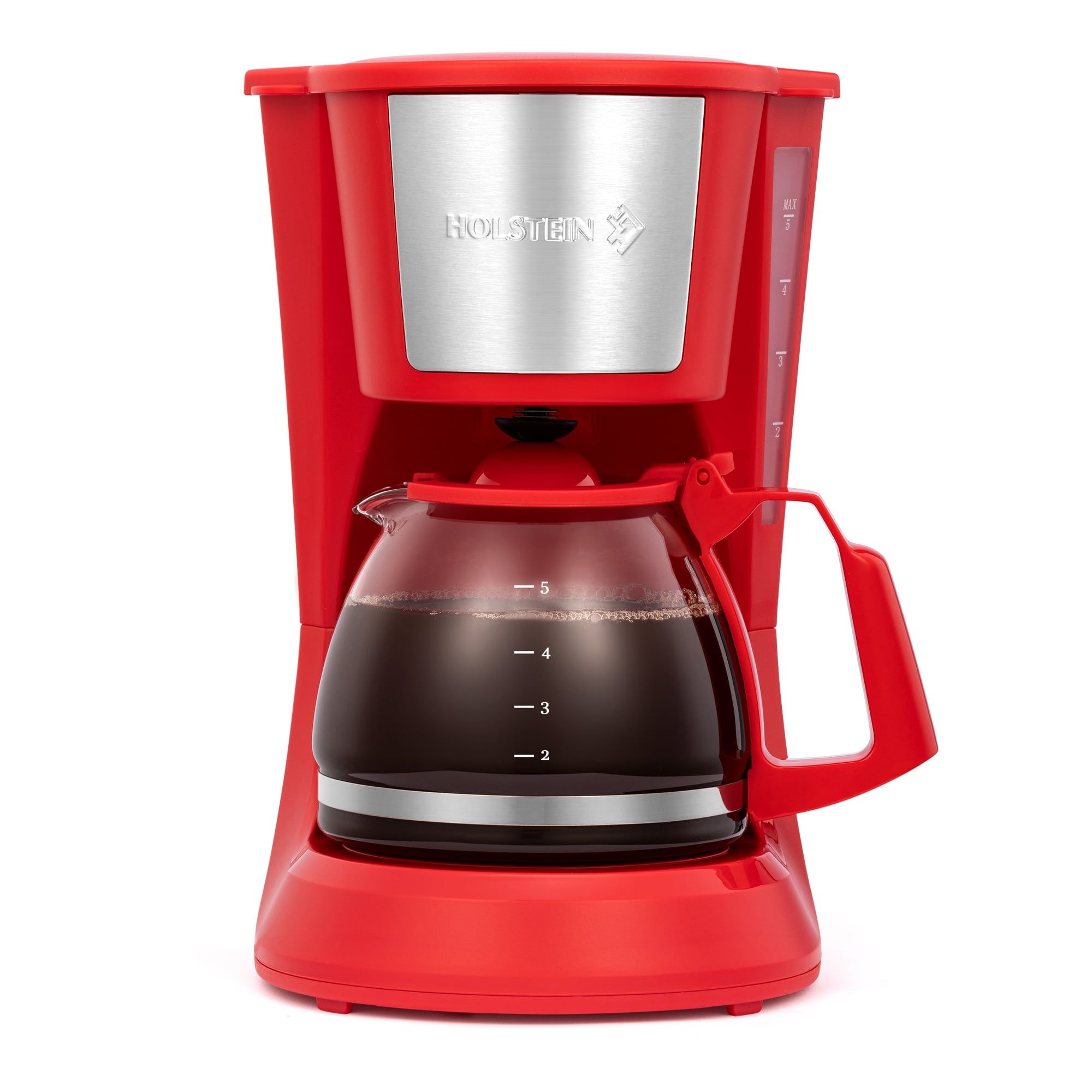 Holstein Housewares Red 5-Cup Coffee Maker with Glass Carafe