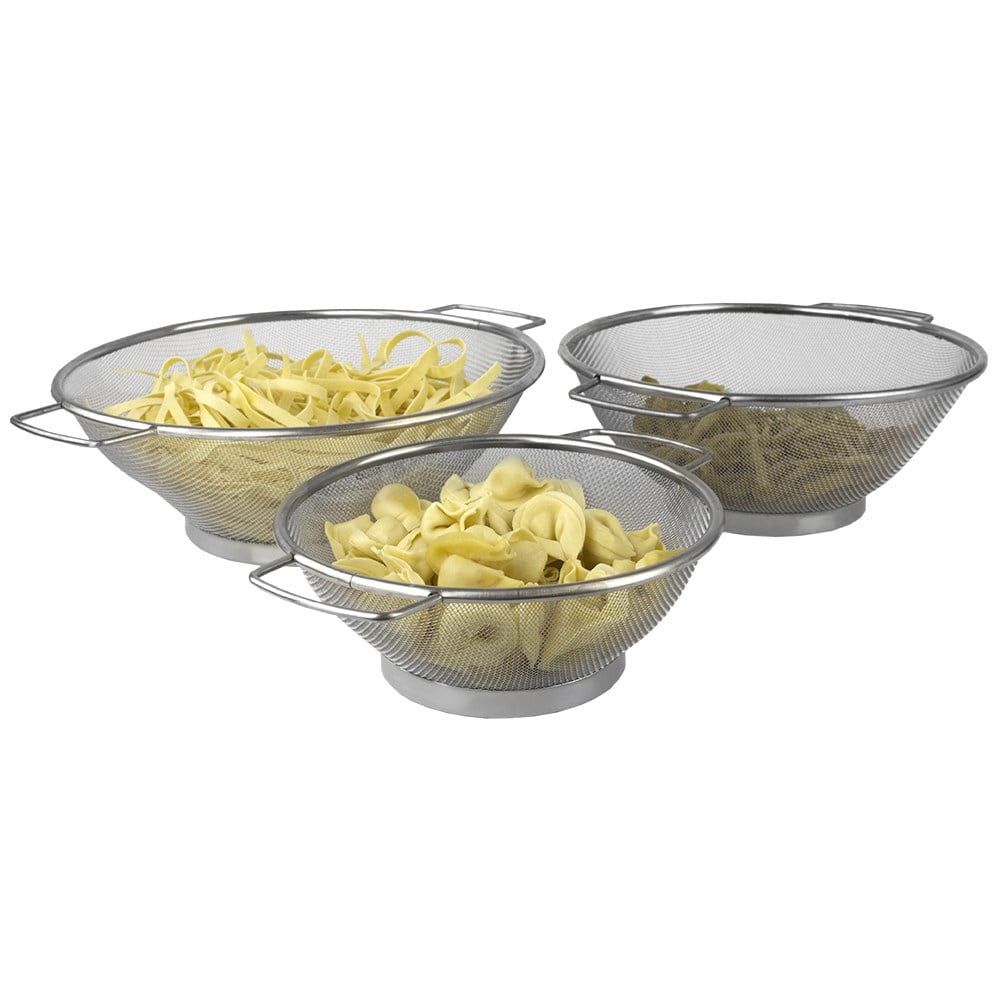 Stainless Steel 3-Piece Mesh Colander Set with Handles