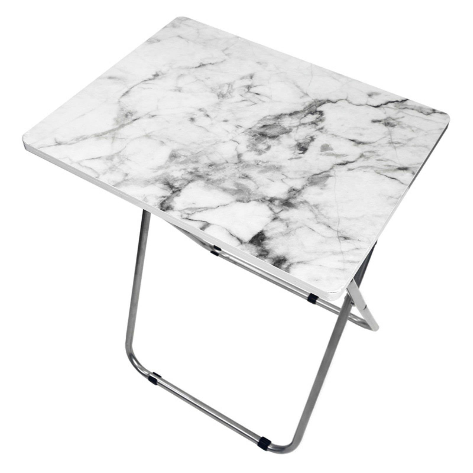 White Marble and Steel Foldable Multi-Purpose Table Set