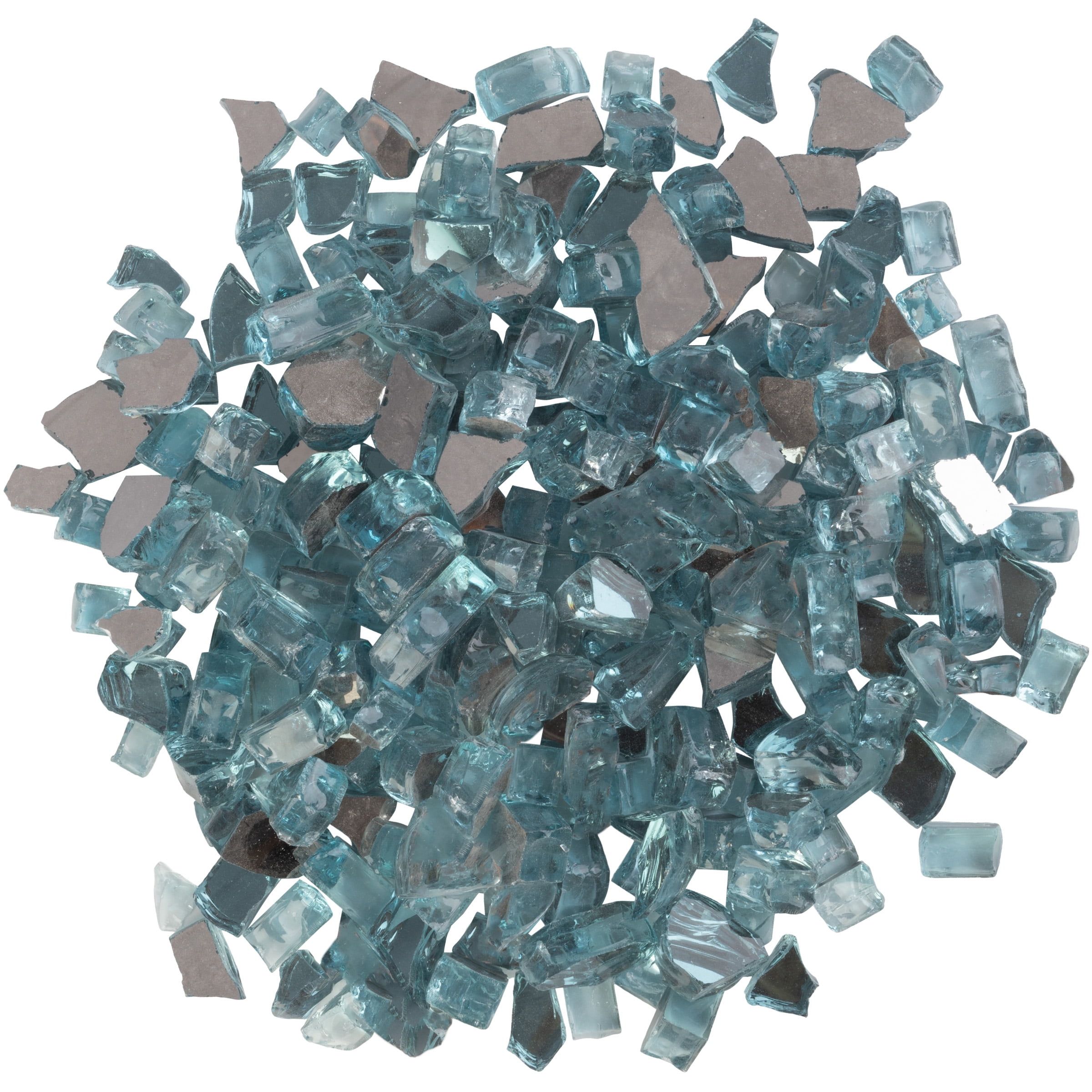 Aqua Blue Tempered Glass Fire Pit Rocks, 10lb