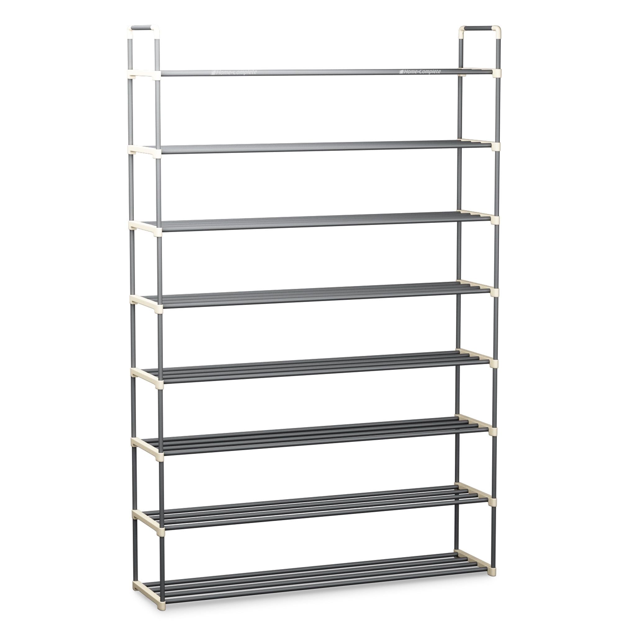 Gray 8-Tier Stackable Plastic Shoe Rack