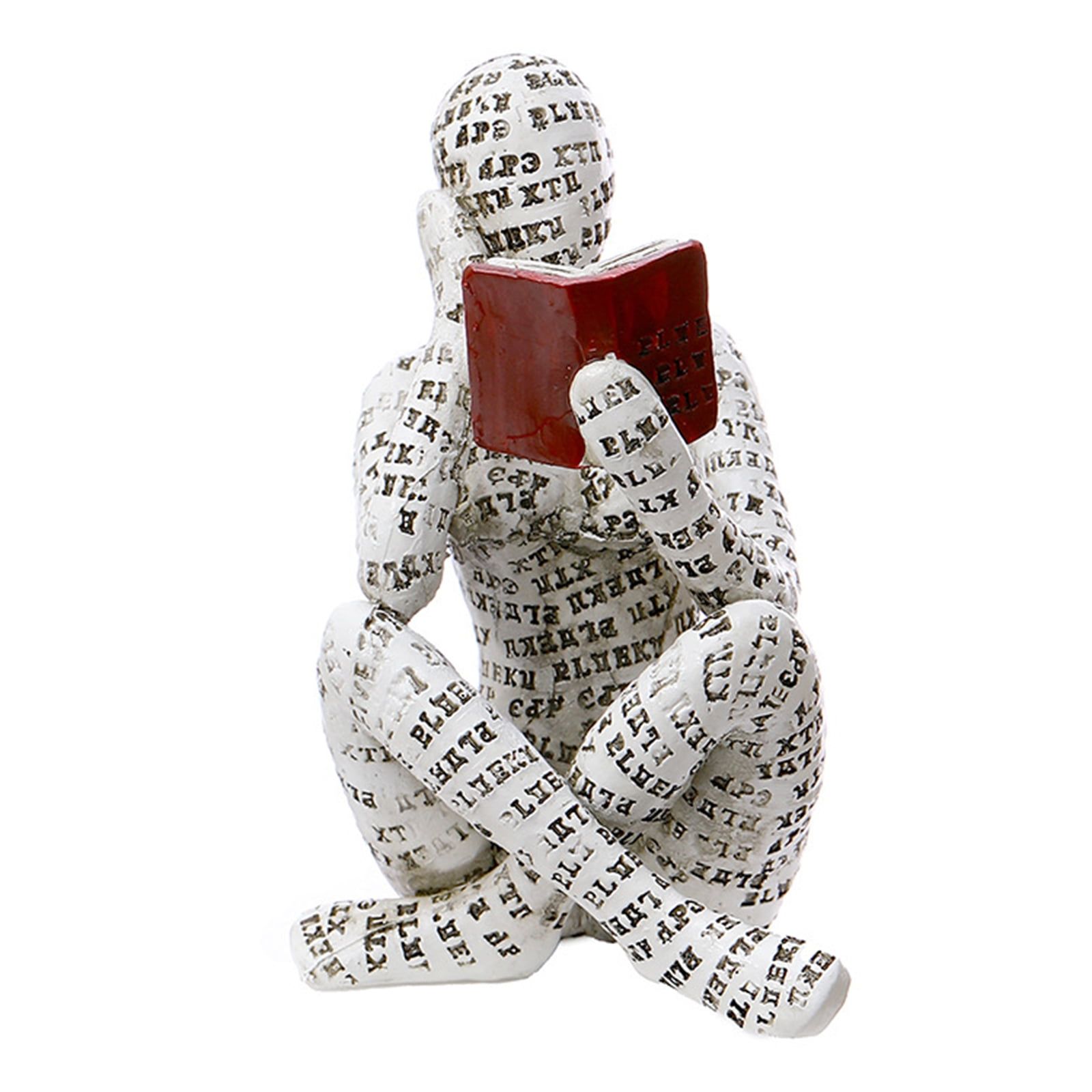 White Resin Thinker Woman Reading Sculpture