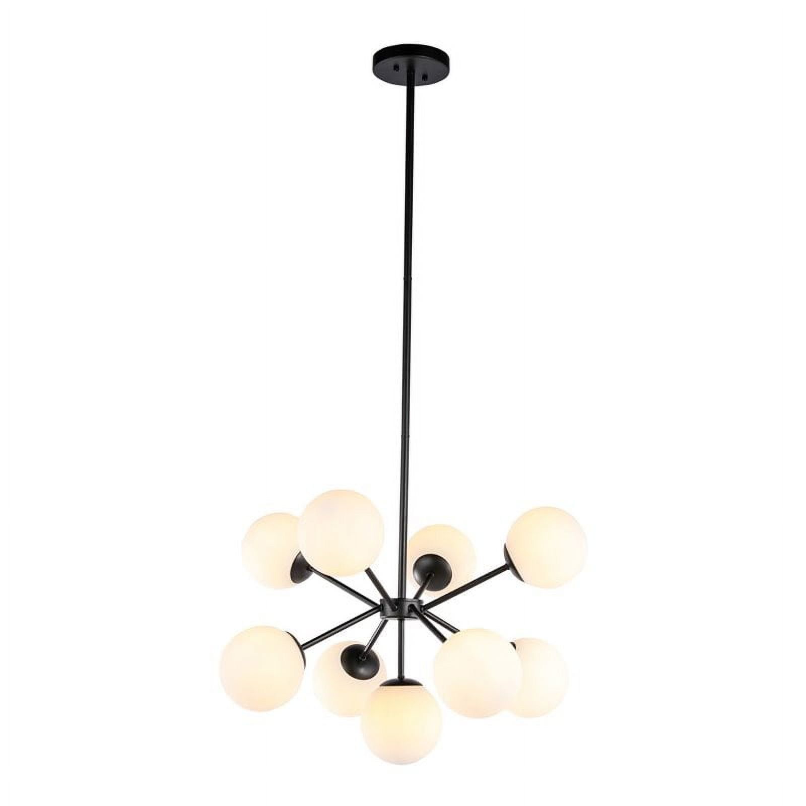 Celestial Jupiter 9-Light Black and Frosted White Glass LED Pendant