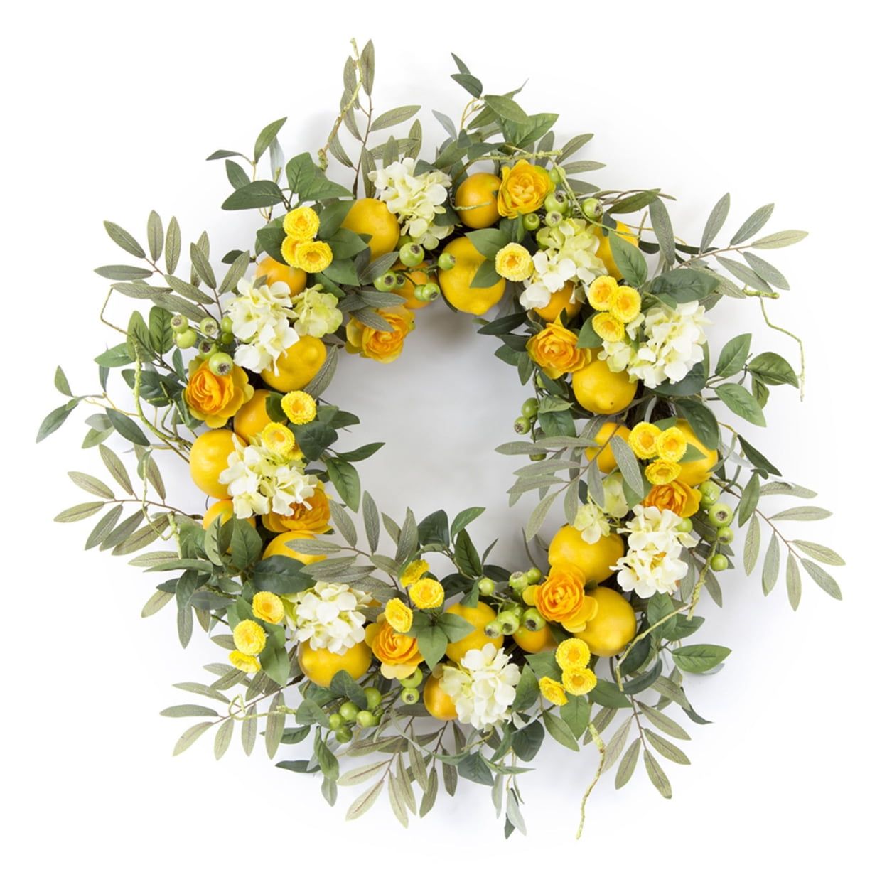 Cottage Garden Lemon & Floral 28" Grapevine Wreath for Spring/Summer