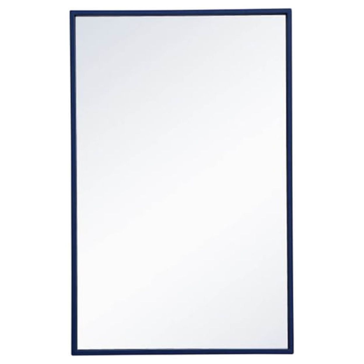 Transitional Frameless Rectangular Mirror 18x28 in Blue