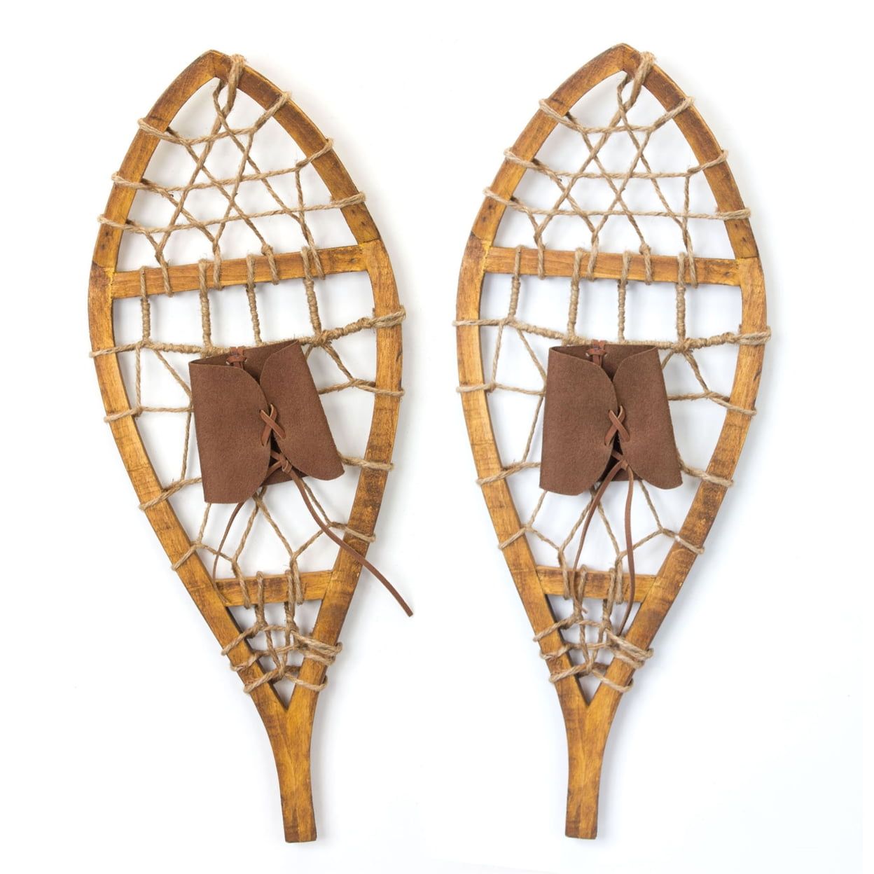 Rustic Brown and Tan Wooden Snow Shoes Wall Decor Set