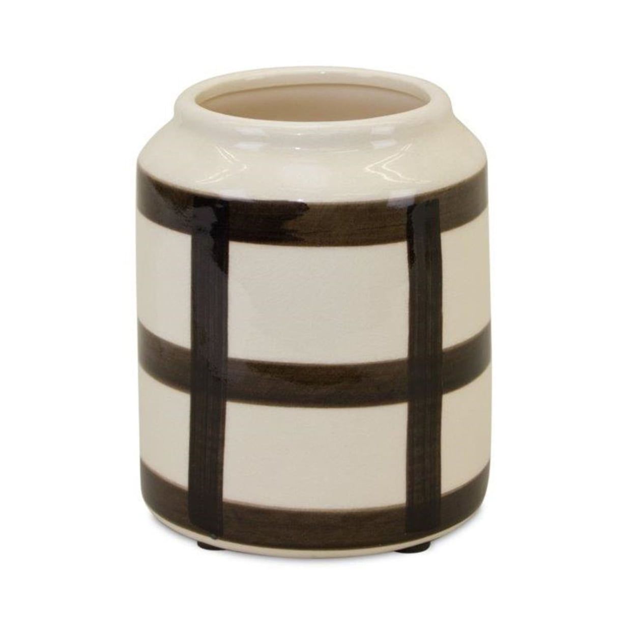 Black and White Criss-Cross Ceramic Decorative Vase