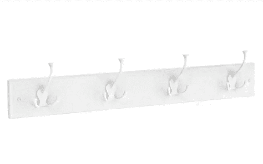 Pure White MDF Wall Mounted Hook Rack with 5 Hooks